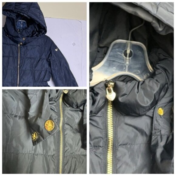 Giorgio Armani Junior Puffer Hood Ruffles Jacket Coat Zip Logo Pockets Warm 12 - Picture 13 of 16
